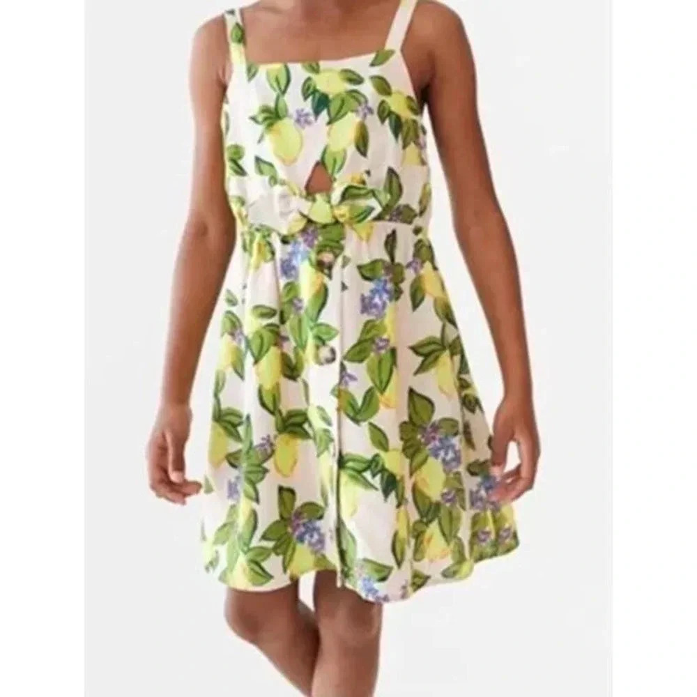 Zara Girls Young Teens Lemon Print Strappy Dress Size 13/14 NWT